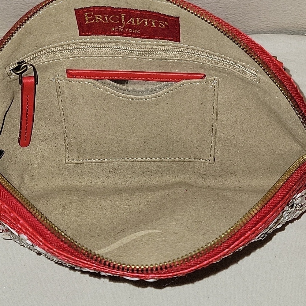 Eric Javits Red Straw Beaded Shoulder Bag - Picture 10 of 11